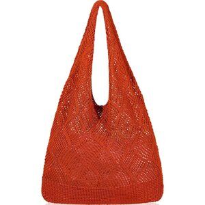 Women's Orange‌ Shoulder Shopping Handbag Casual Travel Totes Fold Able Bags